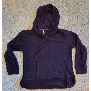44 Degrees North Women's Large Deep Purple Soft Waffle Knit Long Sleeve Hoodie